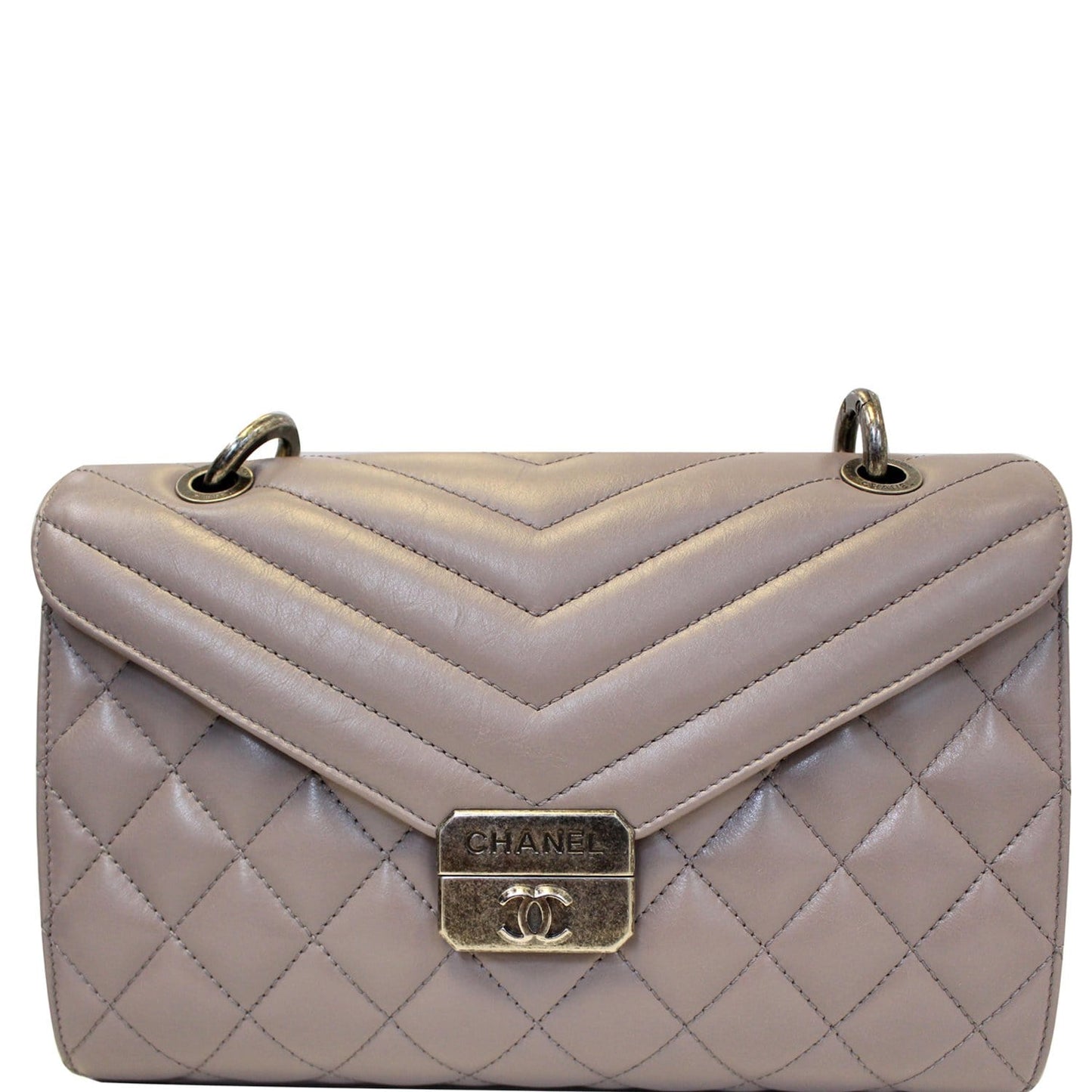 CHANEL Quilted Sheepskin Flap Bag with Handle Lilac
