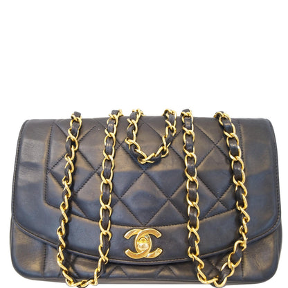 CHANEL Diana Flap Bag Quilted Lambskin Shoulder Bag Black
