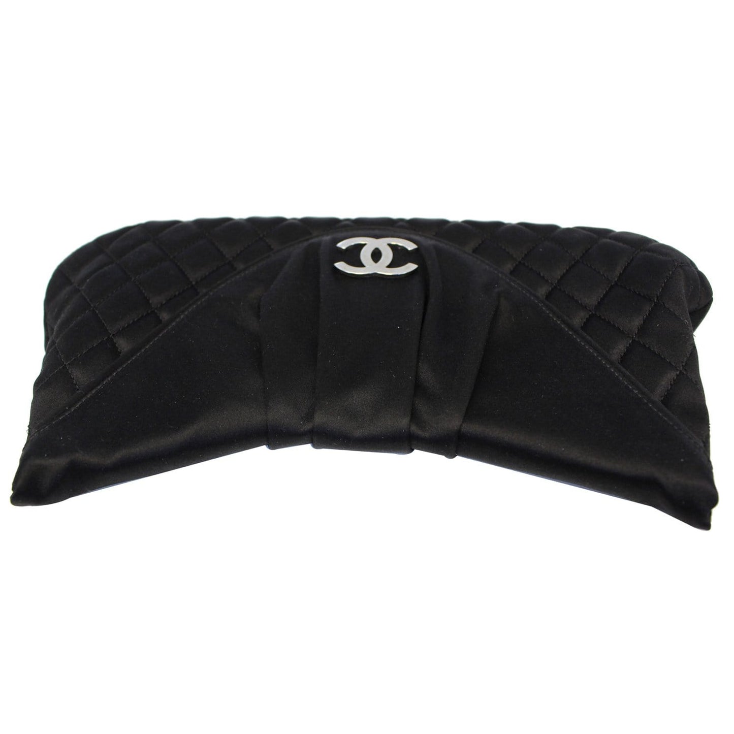 CHANEL CC Half Moon Quilted Satin Clutch Black