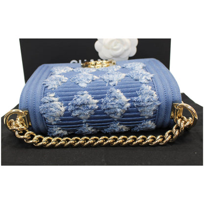 CHANEL Boy The 27th Mini Denim Shoulder Bag Blue