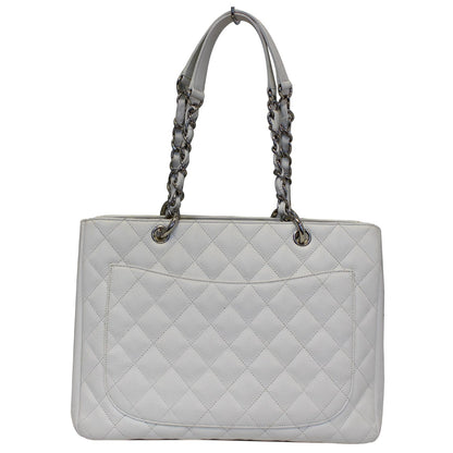 CHANEL Grand Shopping Caviar Leather Tote Bag White