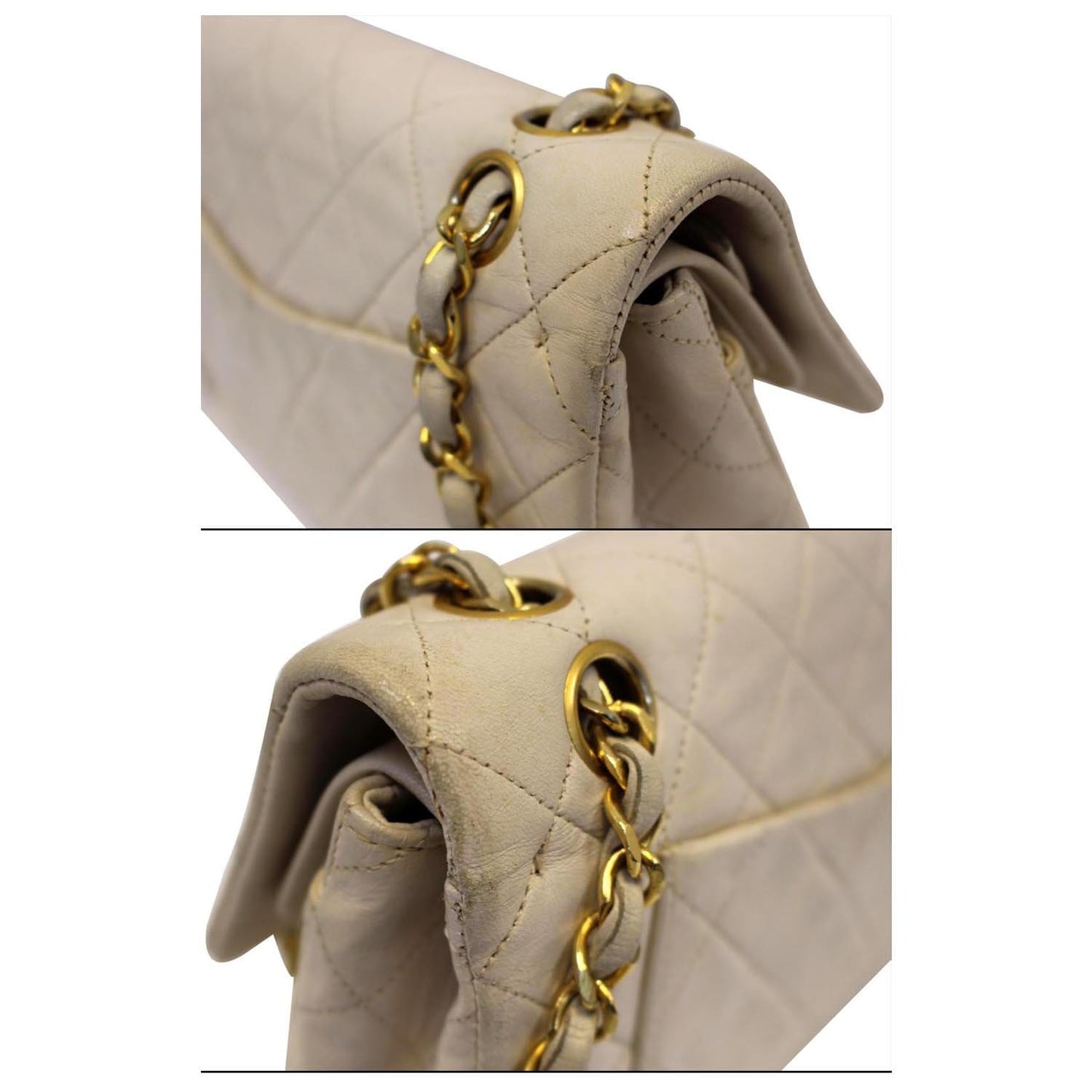 Chanel Classic Medium Double Flap Shoulder Bag Ivory