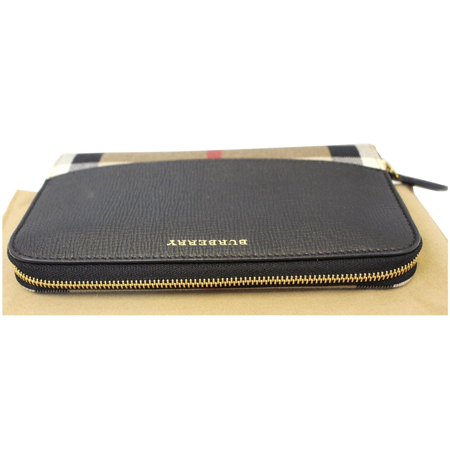 BURBERRY Haymarket Leather Canvas Continental Wallet Balck