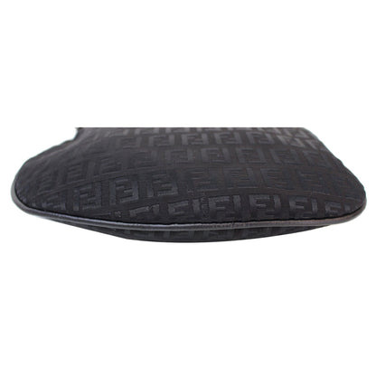 FENDI FF Zucchino Small Oyster Shoulder Bag Black