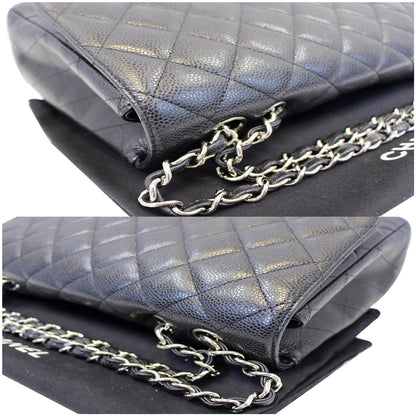 CHANEL Jumbo Classic Single Flap Caviar Leather Shoulder Bag Black
