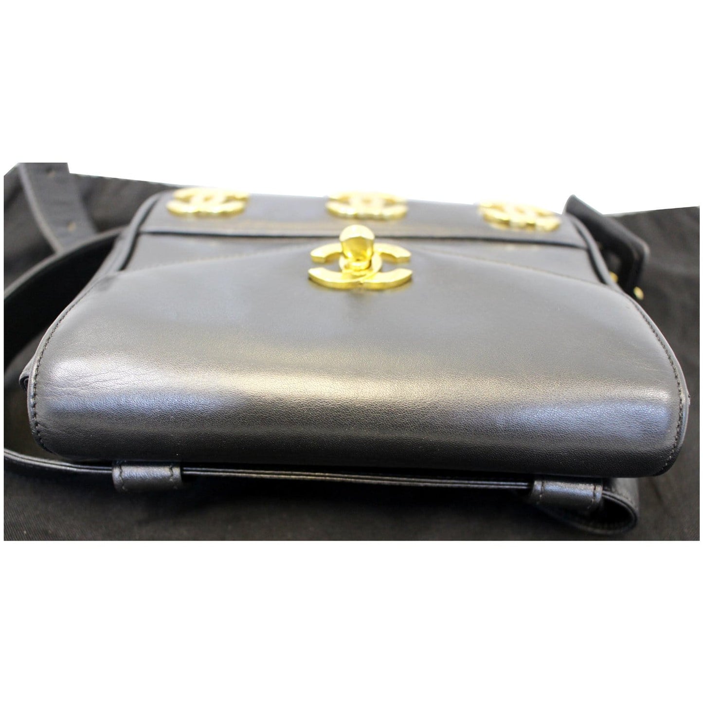 CHANEL Vintage Logo Plaque Bum Bag Black
