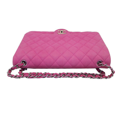 CHANEL Maxi Double Flap Caviar Leather Shoulder Bag Pink
