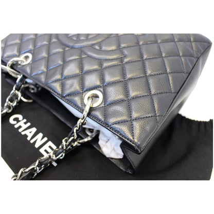 CHANEL Black Caviar Leather Grand Shopping Tote Bag