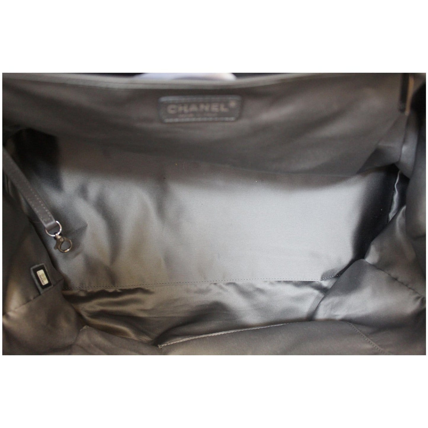 CHANEL Square Stitched Lax Lambskin Tote Bag White