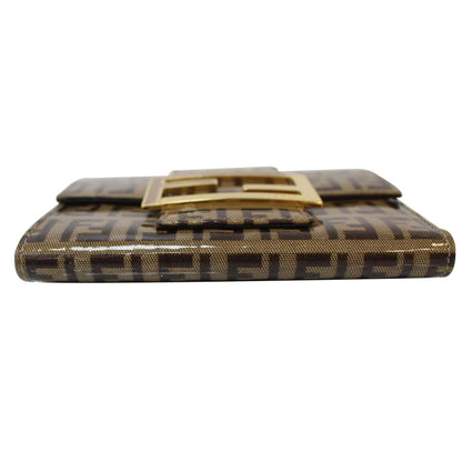 FENDI Trifold Zucca Vinyl Coated Wallet Brown