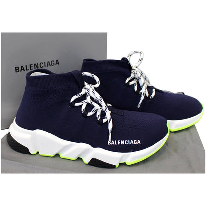 BALENCIAGA Mid Speed Lace-up Sneakers Blue US 9