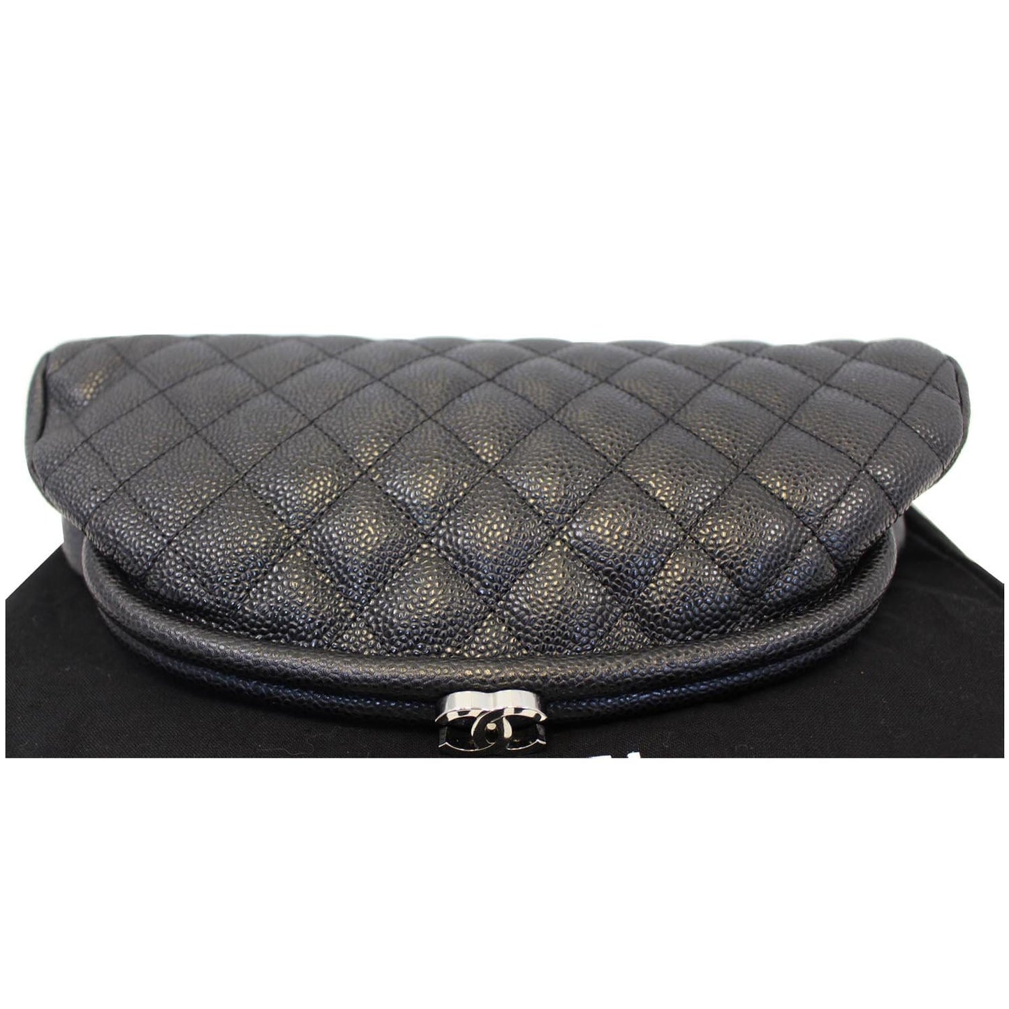 CHANEL Timeless Caviar Quilted Leather Clutch Black