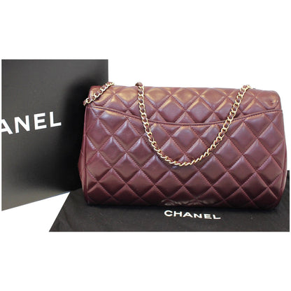 Chanel Clutch With Chain Quilted Flap Lambskin Shoulder Bag Burgundy