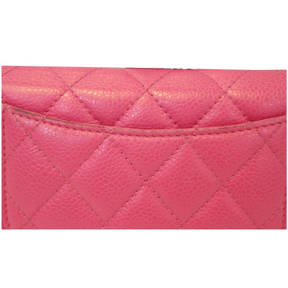 CHANEL Classic Flap Caviar Leather Wallet Pink