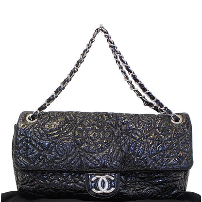CHANEL Quilted Pattern Jumbo Single Flap Bag Black