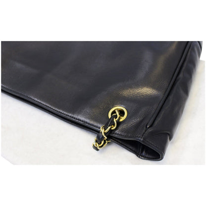 CHANEL Black Lambskin Tote Shoulder Bag Vintage