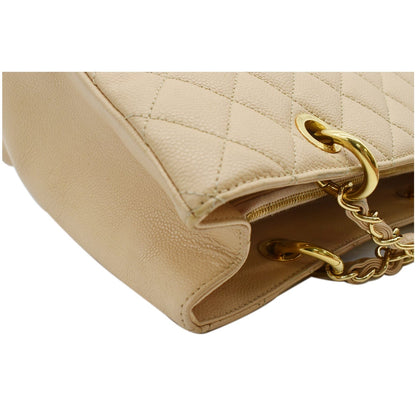 CHANEL Grand Shopping GST Caviar Leather Tote Bag Beige
