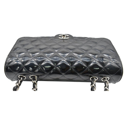 CHANEL Jumbo Single Flap Patent Leather Shoulder Bag Black