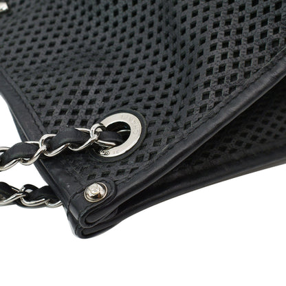 CHANEL Perforated Up In The Air Calfskin Tote Bag Black