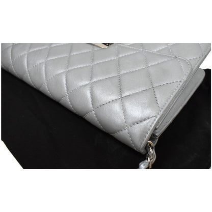 CHANEL Beauty Lock Mini Flap Quilted Sheepskin Leather Shoulder Bag Silver - 10% OFF