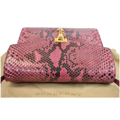 BURBERRY Macken Small Python Leather Crossbody Bag Magenta - Last Call