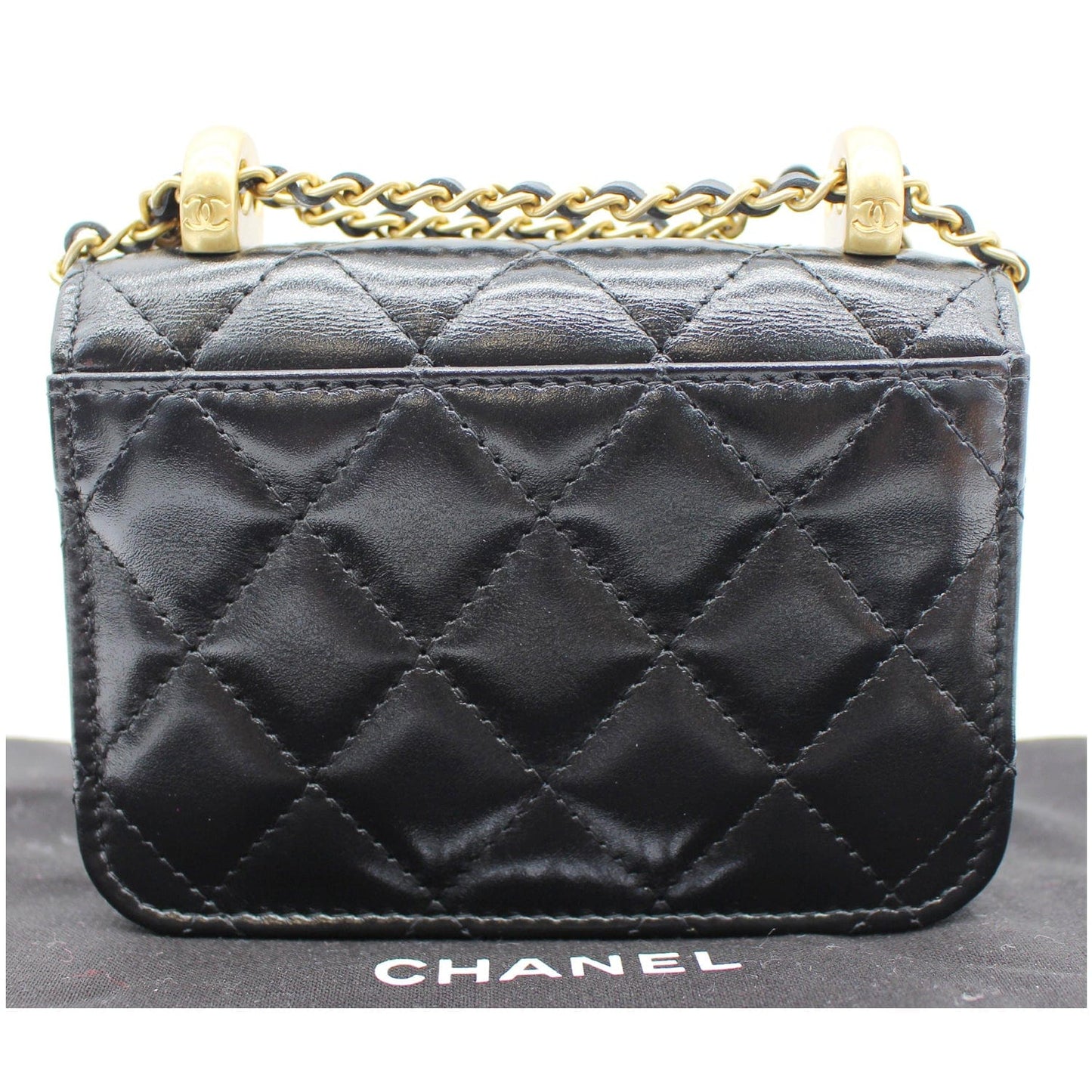 CHANEL 21A Mini Flap Coin Leather Purse Crossbody Bag Black