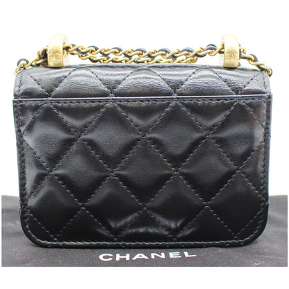 CHANEL 21A Mini Flap Coin Leather Purse Crossbody Bag Black