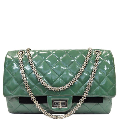 CHANEL 2.55 Reissue Double Flap Patent Leather Shoulder Bag Green
