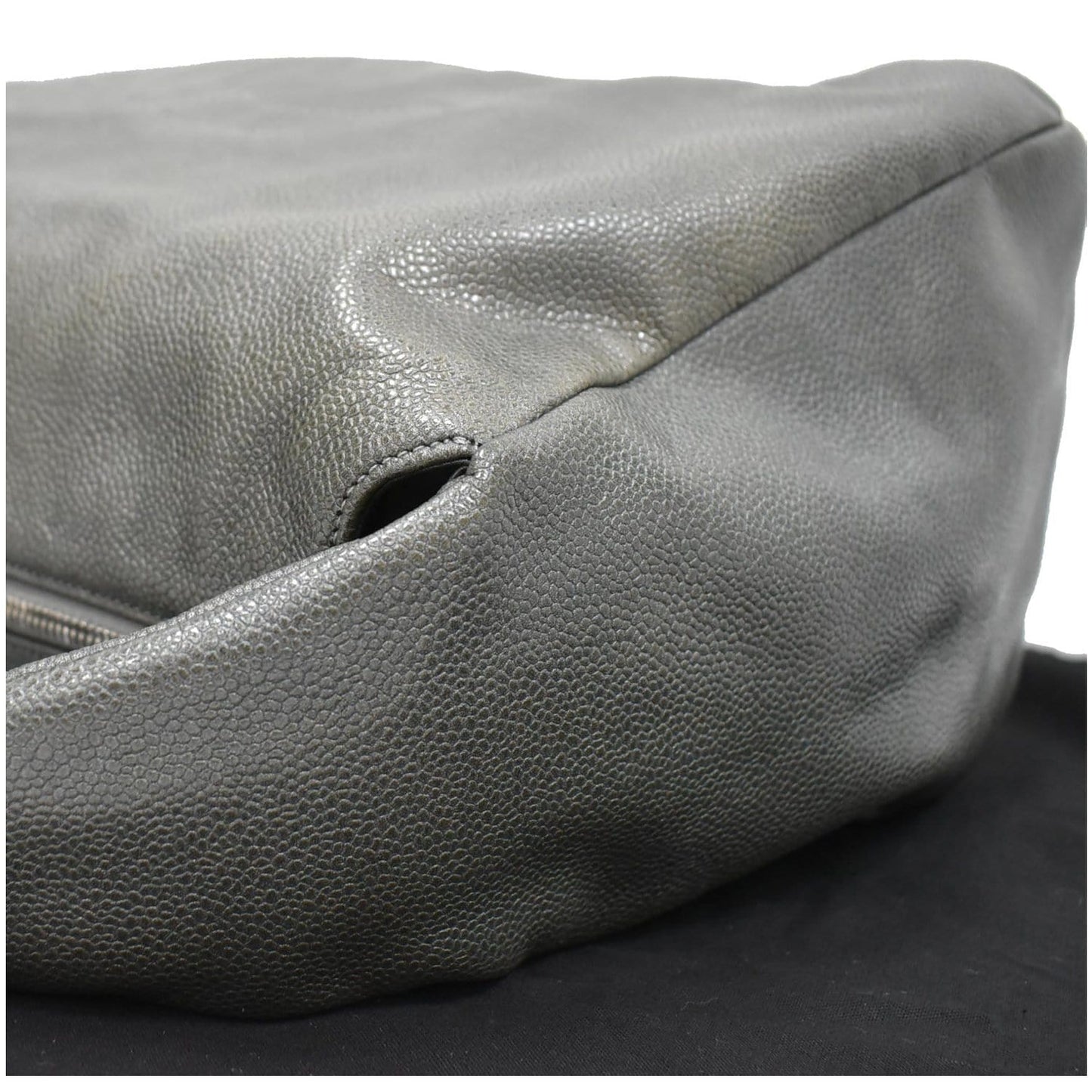 CHANEL 31 Small CC Caviar Leather Hobo Bag Grey