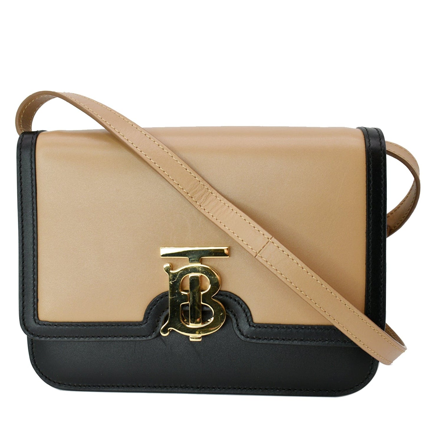 BURBERRY TB Small Leather Crossbody Bag Beige  - Hot Deals