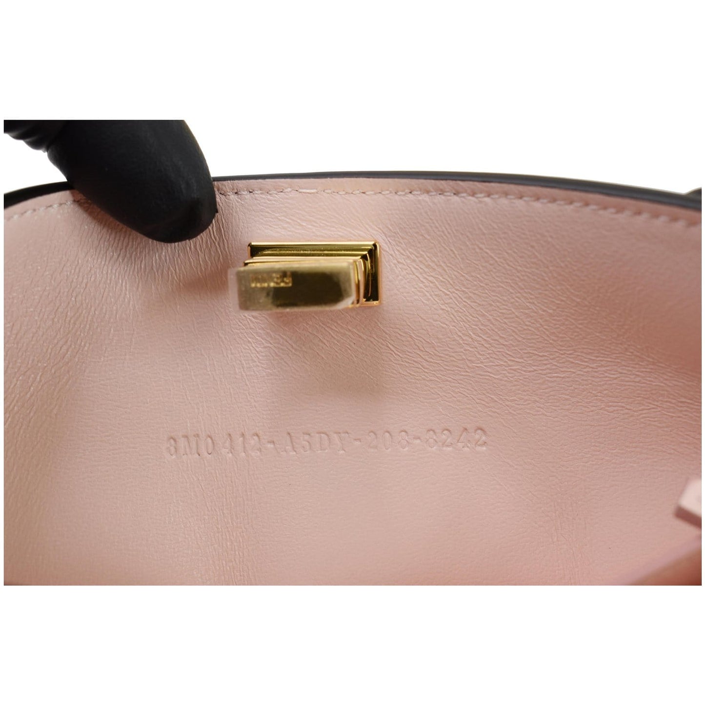 FENDI Peekaboo Iconic Twist Lock Leather Wallet Brown