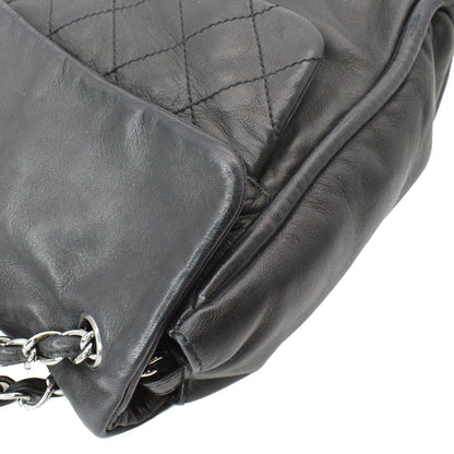 CHANEL Double Foldover Twist Closure Smooth Lambskin Tote Bag Black