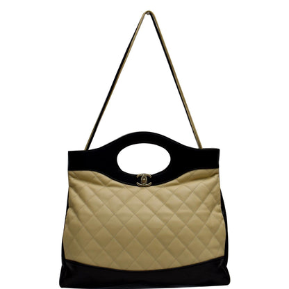 CHANEL Large 31 Shopping Calfskin Leather Shoulder Bag Beige