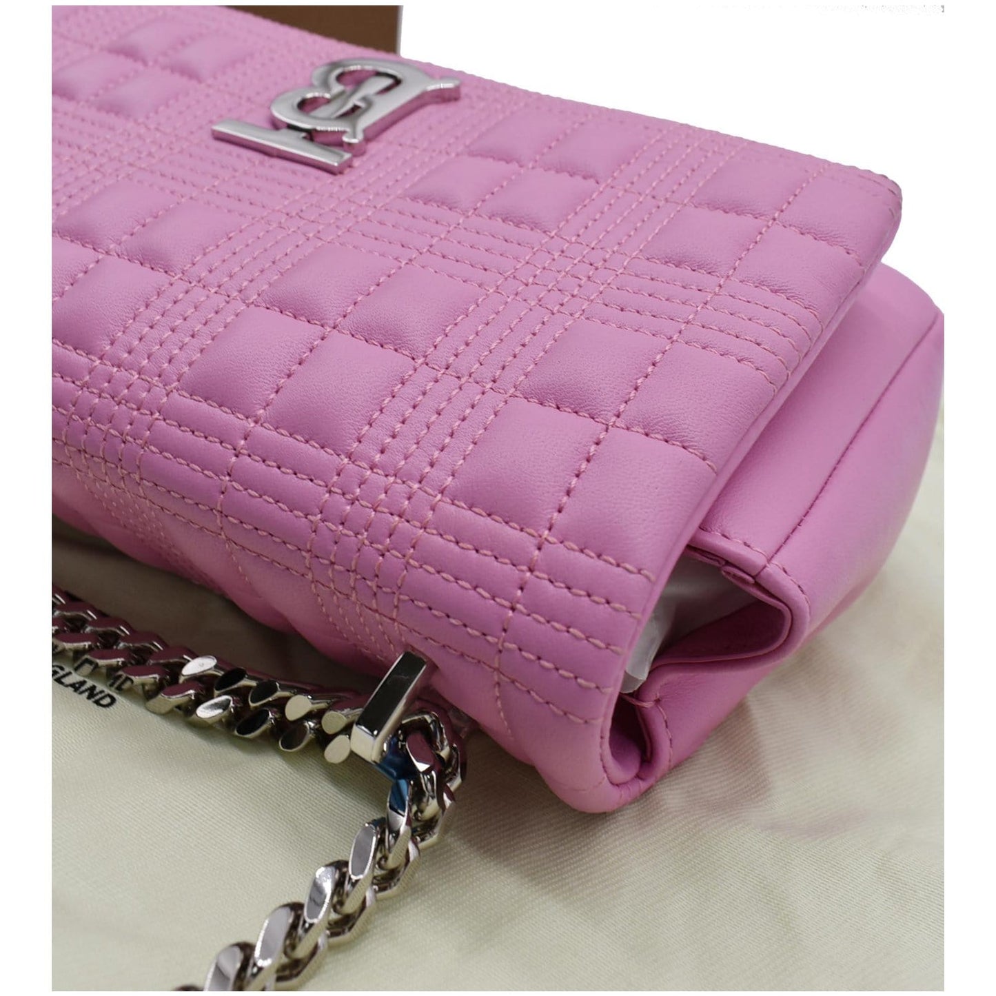 BURBERRY Small Lola Quilted Lambskin Crossbody Bag Primrose Pink