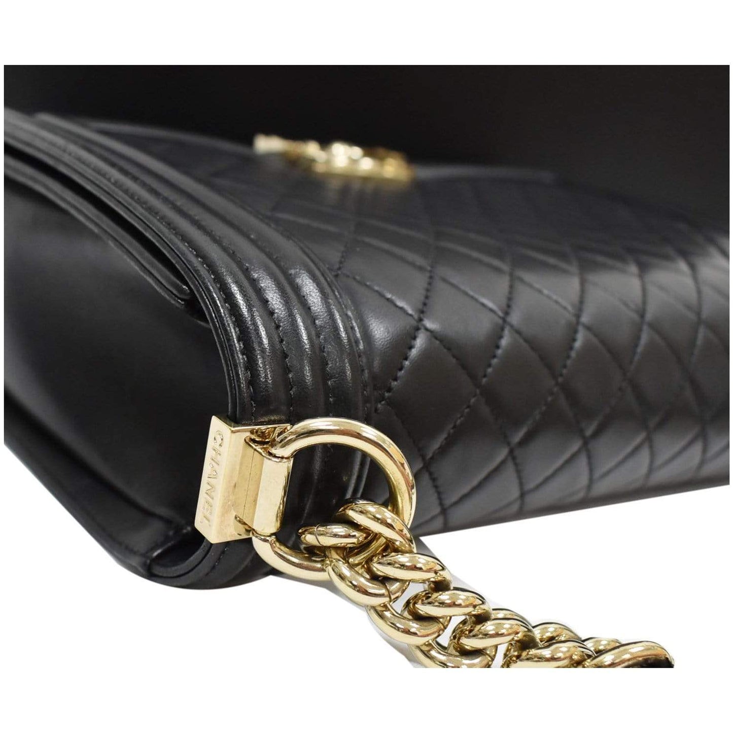 CHANEL Medium Boy Flap Lambskin Leather Shoulder Bag Black