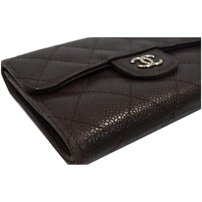 CHANEL Classic Flap Caviar Leather Card Holder Brown