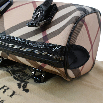 BURBERRY Small Chester Nova Check Patent Bowling Bag Black