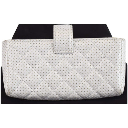 CHANEL Perforated Lambskin Quilted Mini Phone Holder Clutch Silver - Last Call