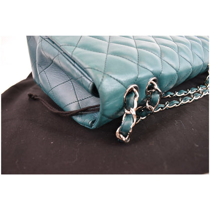 CHANEL Jumbo Classic Single Flap Lambskin Crossbody Bag Teal
