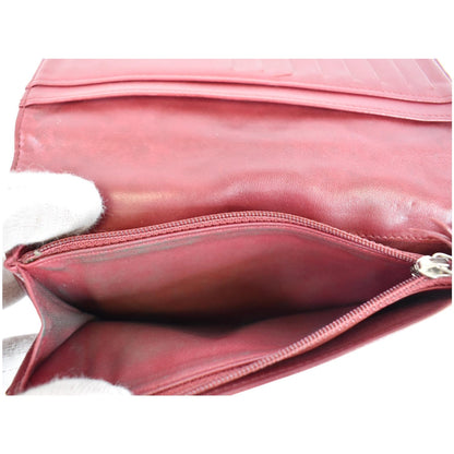 CHANEL CC Wild Stitch Lambskin Leather Wallet Red - Last call