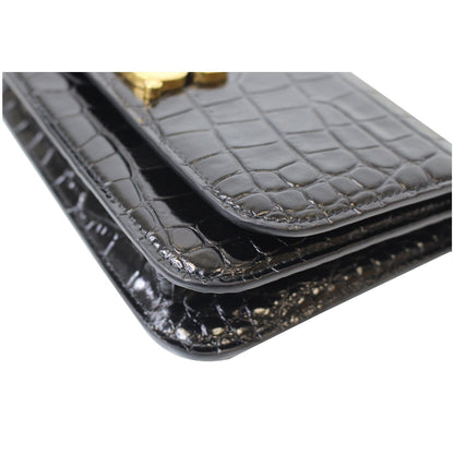 BALENCIAGA B Embossed Leather Chain Crossbody bag Black - 25% OFF