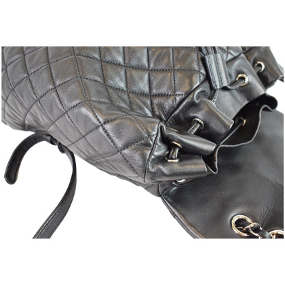 CHANEL Small Urban Spirit Quilted Lambskin Backpack Bag Black