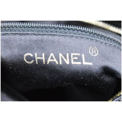 CHANEL Vintage Quilted Satin Tassel Shoulder Bag Black