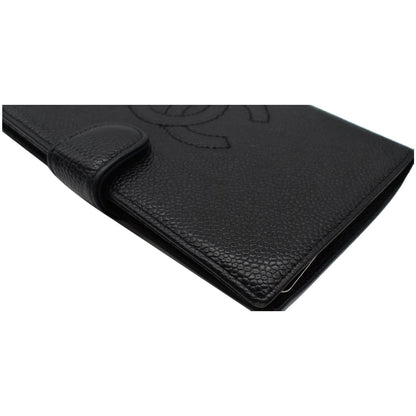 CHANEL Vintage CC Caviar Leather Bifold Wallet Black