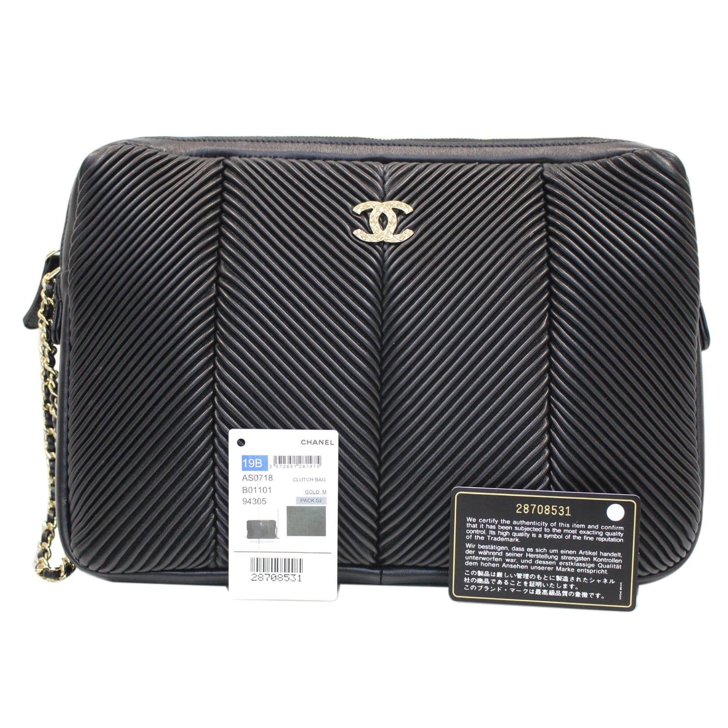 CHANEL Large CC Zip Chain Lambskin Leather Wristlet Clutch Black - 20% OFF