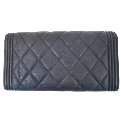 CHANEL Boy Large Flap Lambskin Leather Wallet Black - 15% OFF