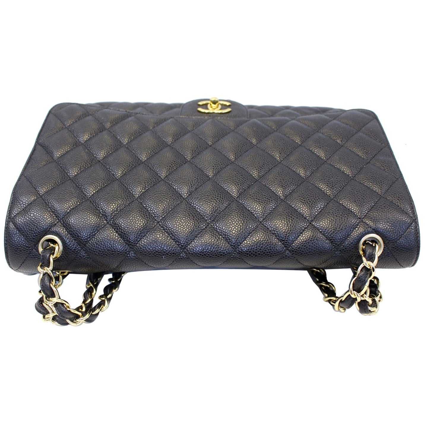 CHANEL Maxi Jumbo Classic Flap Caviar Leather Shoulder Bag Black