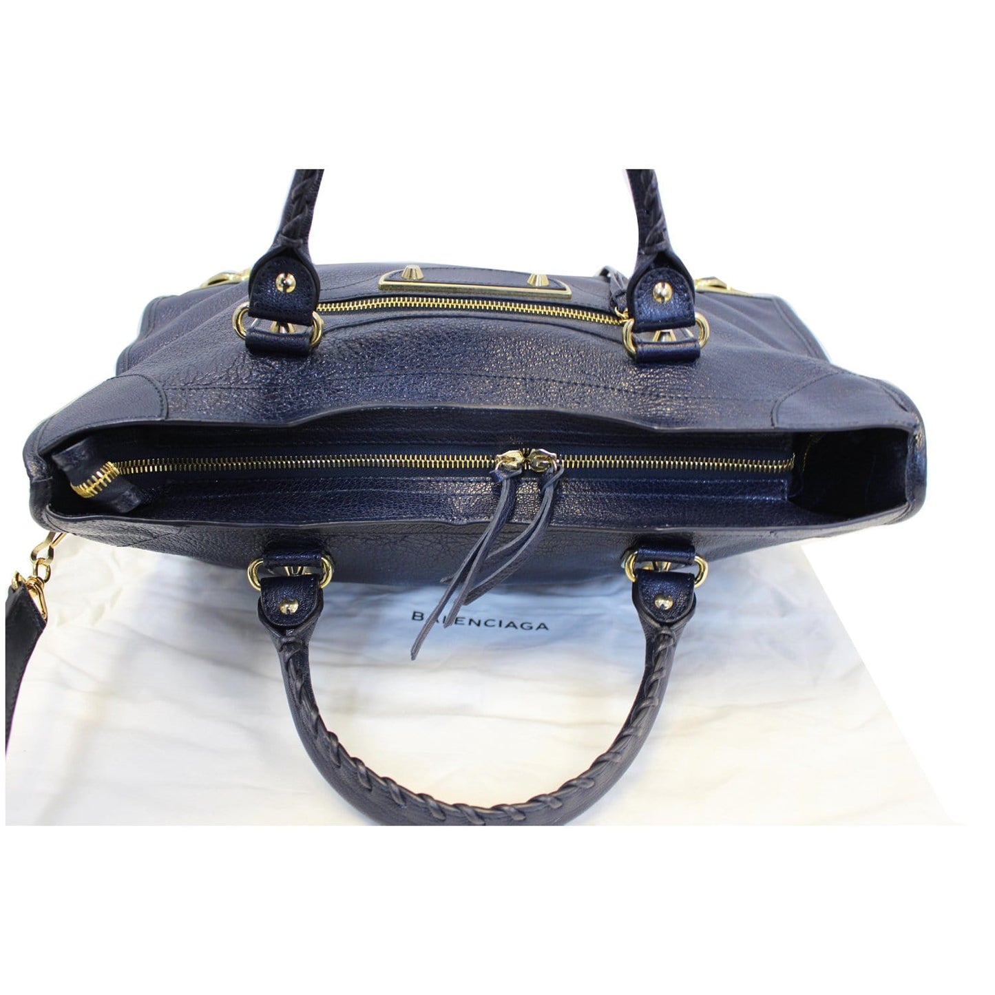 BALENCIAGA Metallic Edge City Leather Shoulder Bag Navy Blue - Last Call