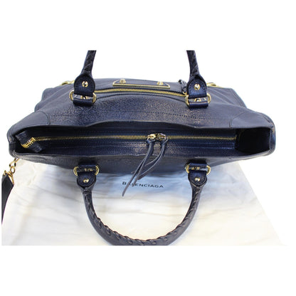 BALENCIAGA Metallic Edge City Leather Shoulder Bag Navy Blue - Last Call