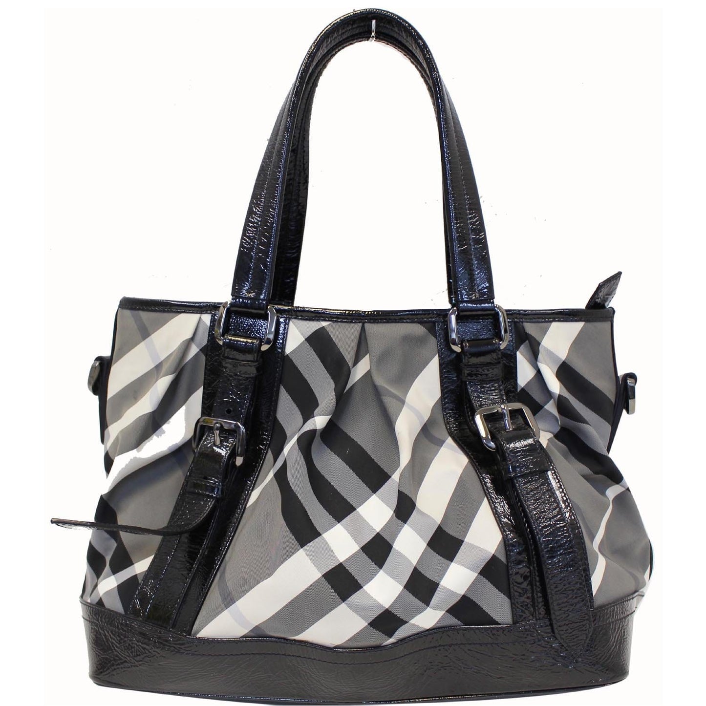 BURBERRY Lowry Medium Beat Check Nylon Tote Bag Black
